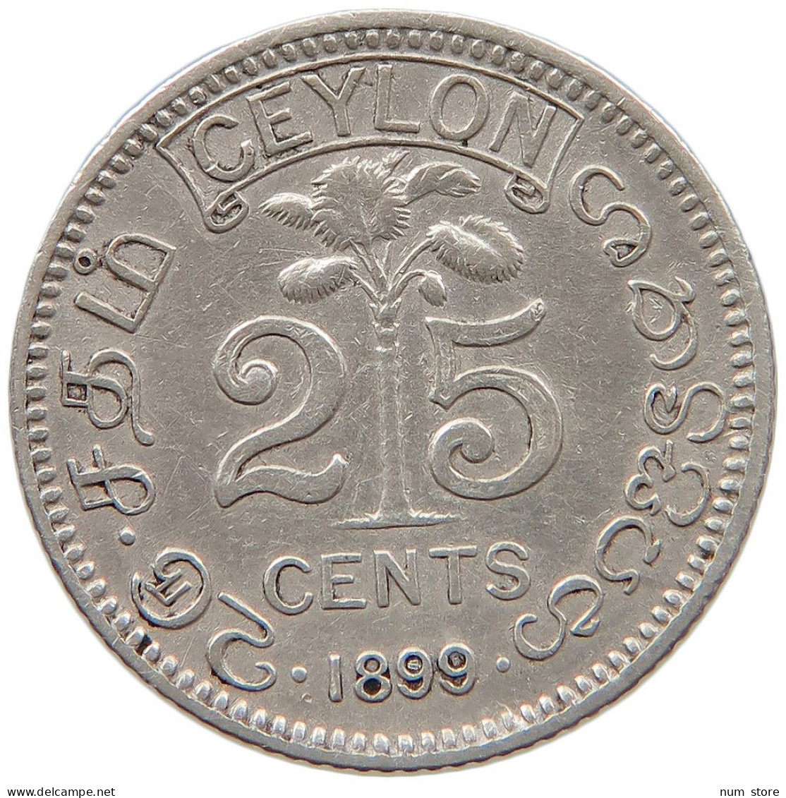 CEYLON 25 CENTS 1899 #s091 0197 - Sri Lanka