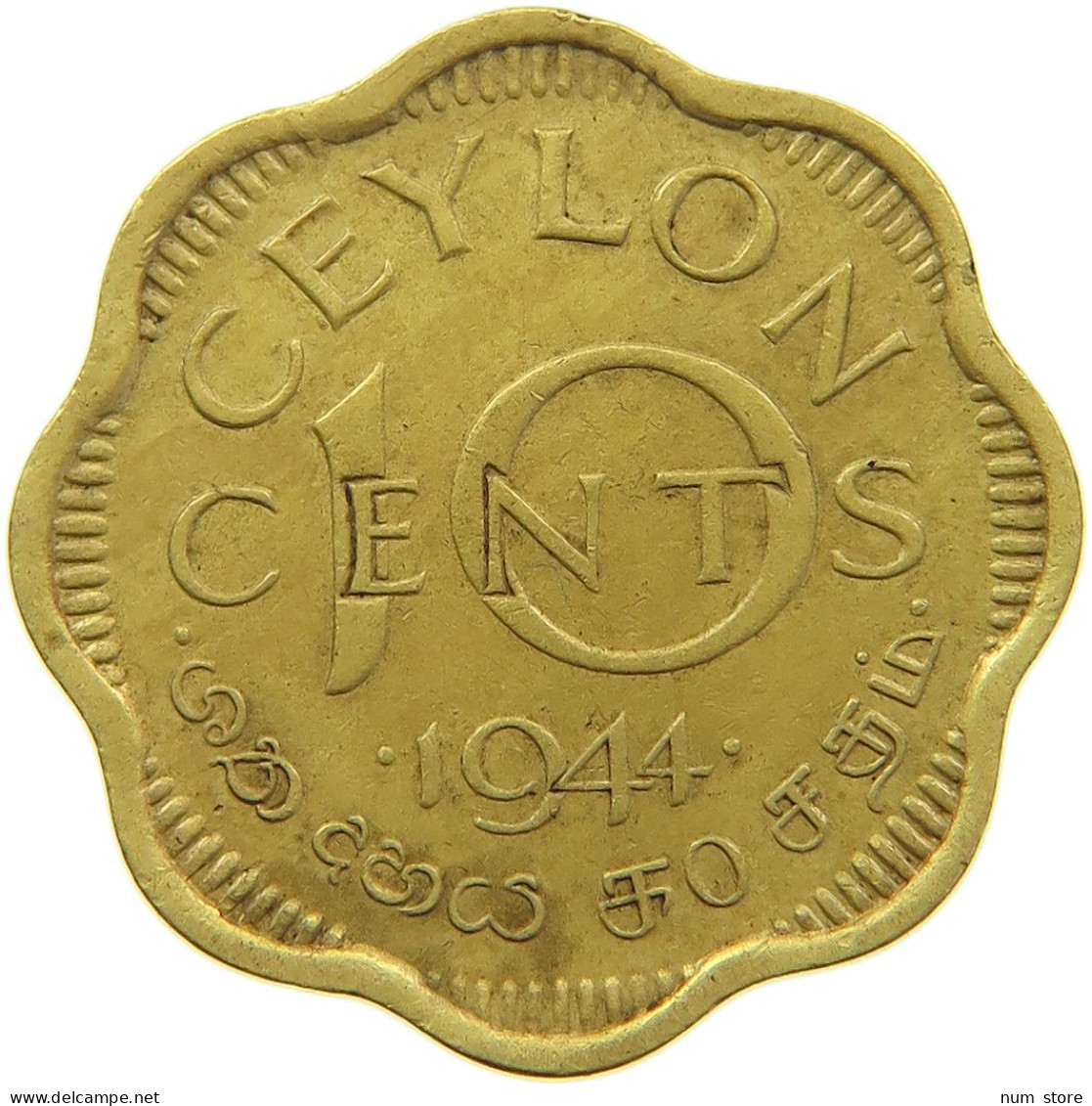 CEYLON 10 CENTS 1944 #s093 0371 - Sri Lanka