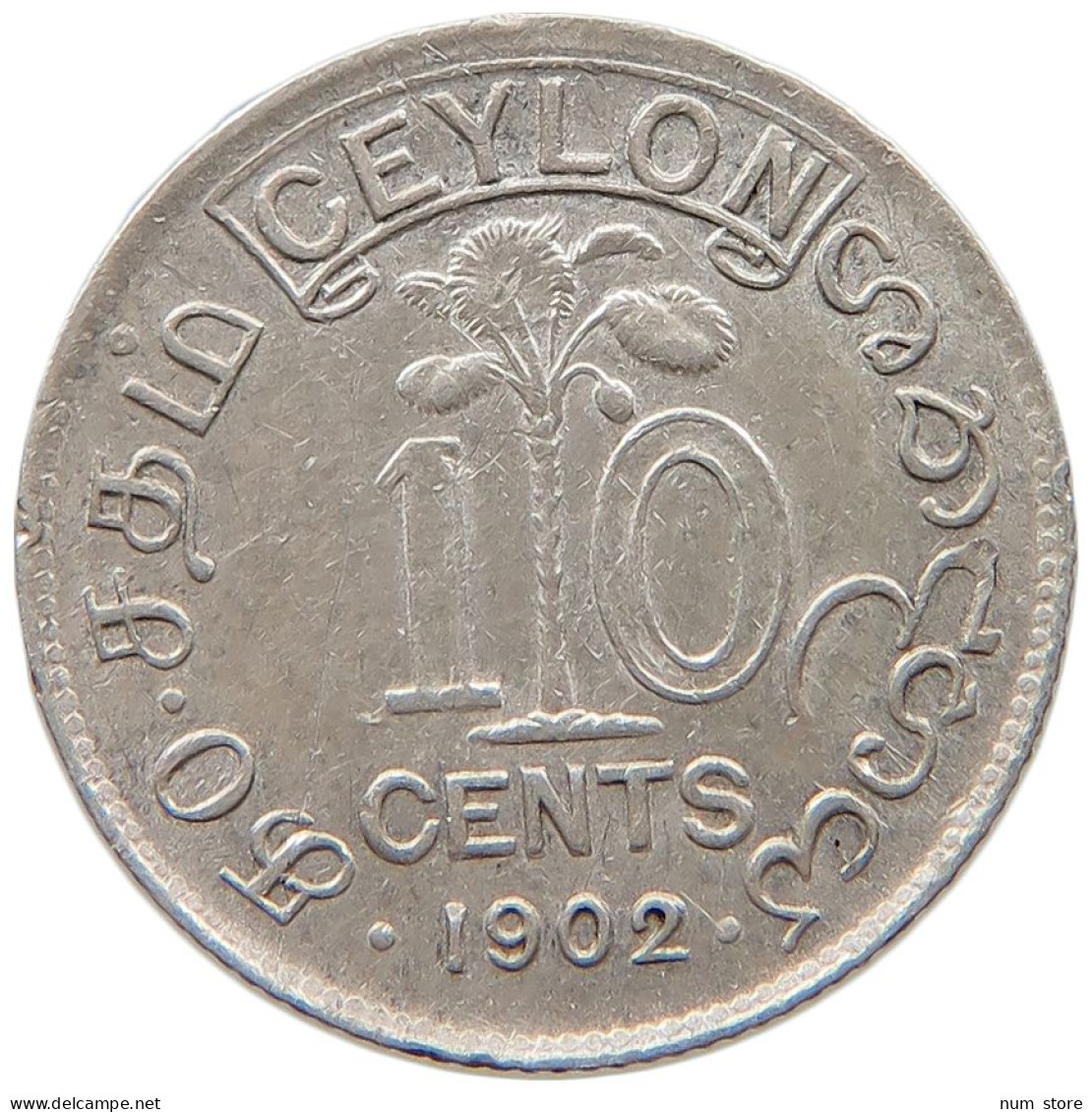 CEYLON 10 CENTS 1902 #s096 0515 - Sri Lanka