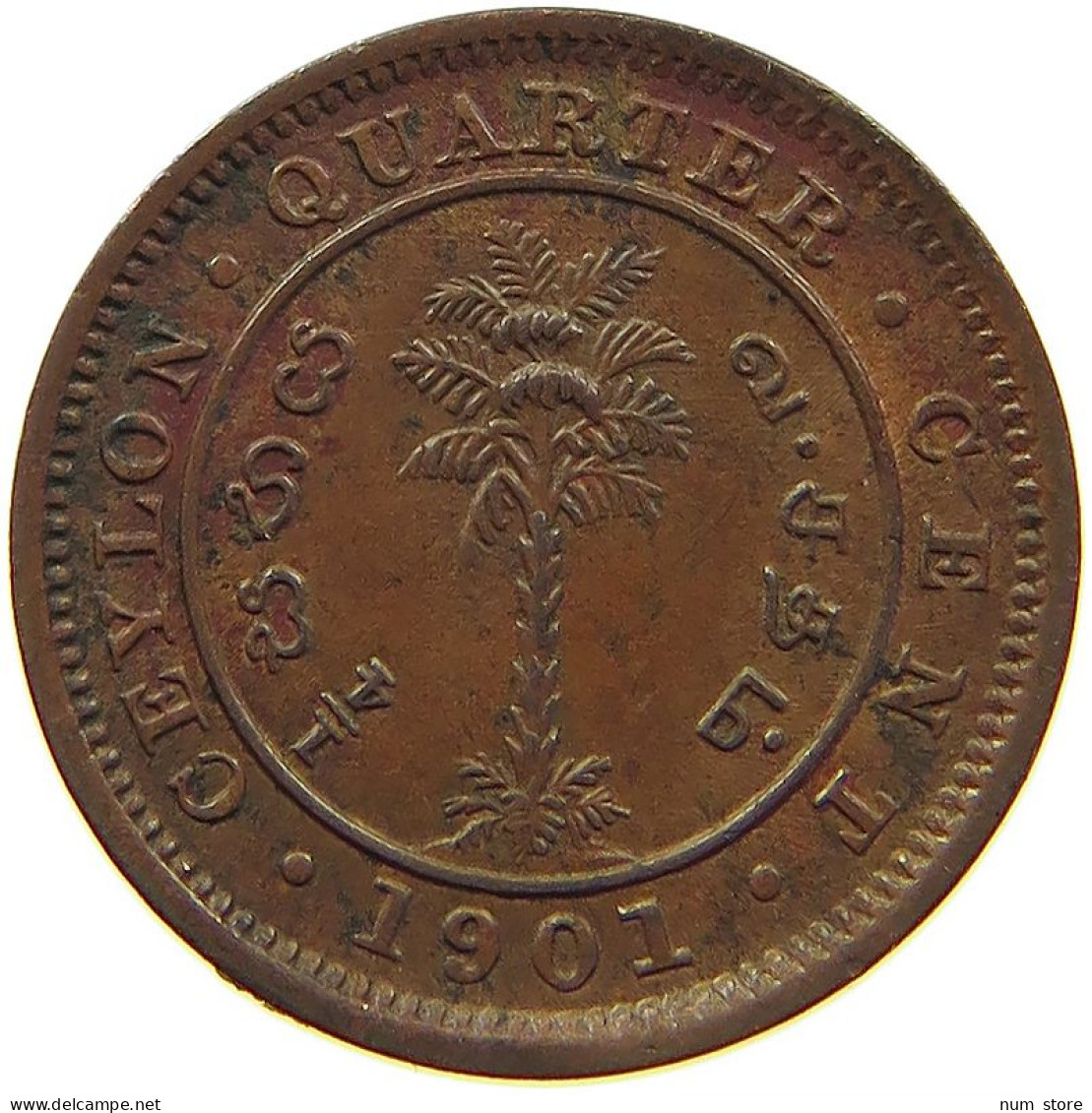 CEYLON 1/4 CENT 1901 #s096 0657 - Sri Lanka