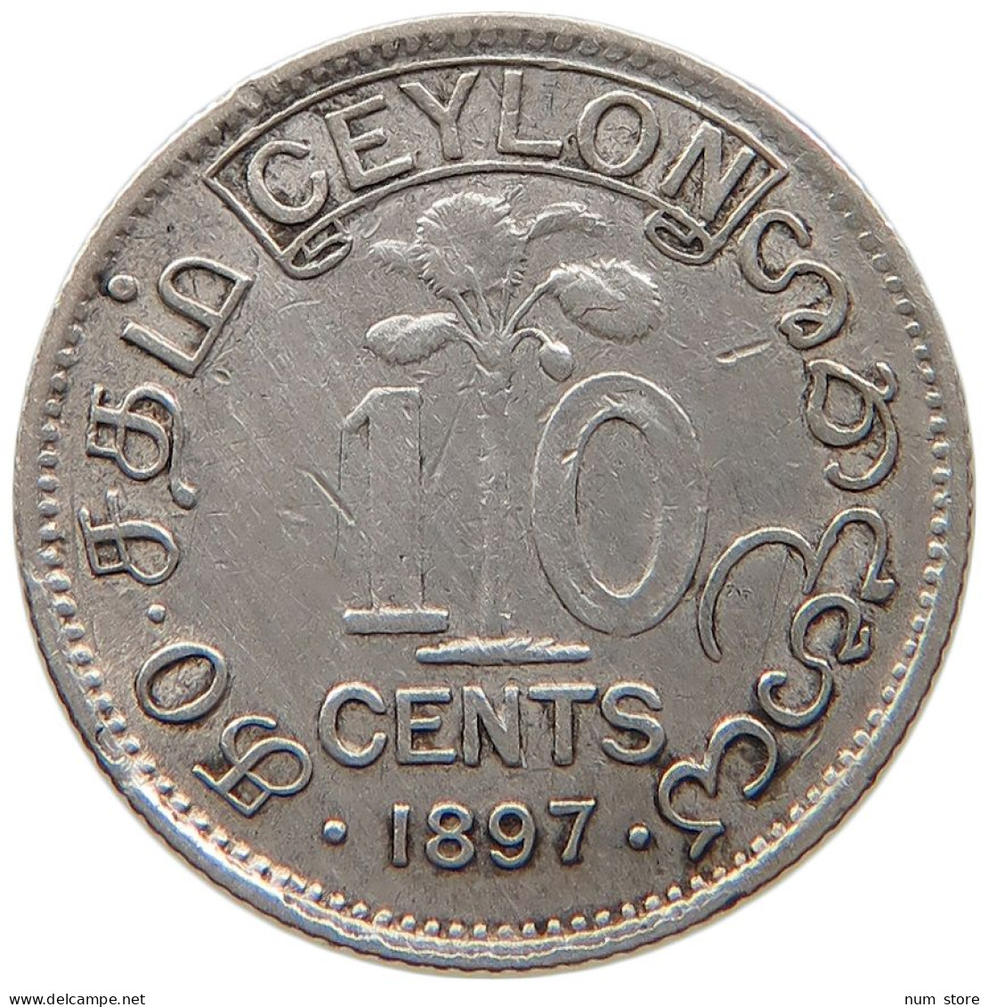 CEYLON 10 CENTS 1897 #s100 0655 - Sri Lanka (Ceylon)