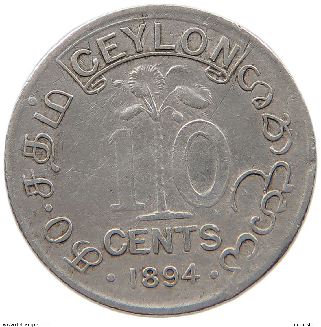 CEYLON 10 CENTS 1894 #s100 0661 - Sri Lanka (Ceylon)