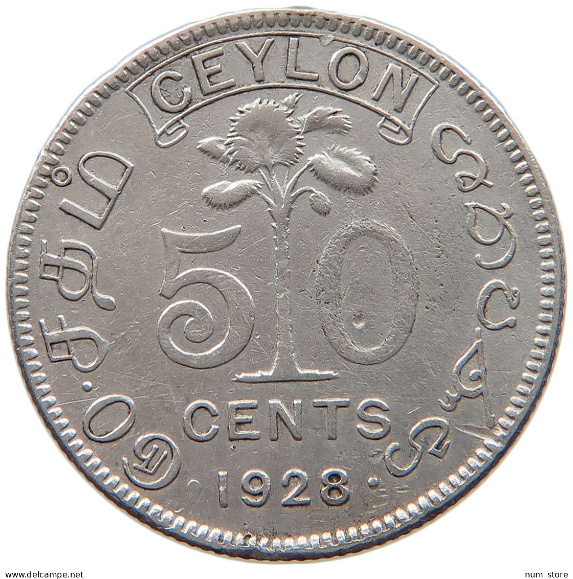 CELYON 50 CENTS 1928 #s101 0281 - Sri Lanka