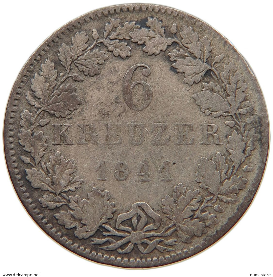 GERMAN STATES 6 KREUZER 1841 HESSEN DARMSTADT Ludwig II. 1830-1848. #s094 0341 - Taler En Doppeltaler
