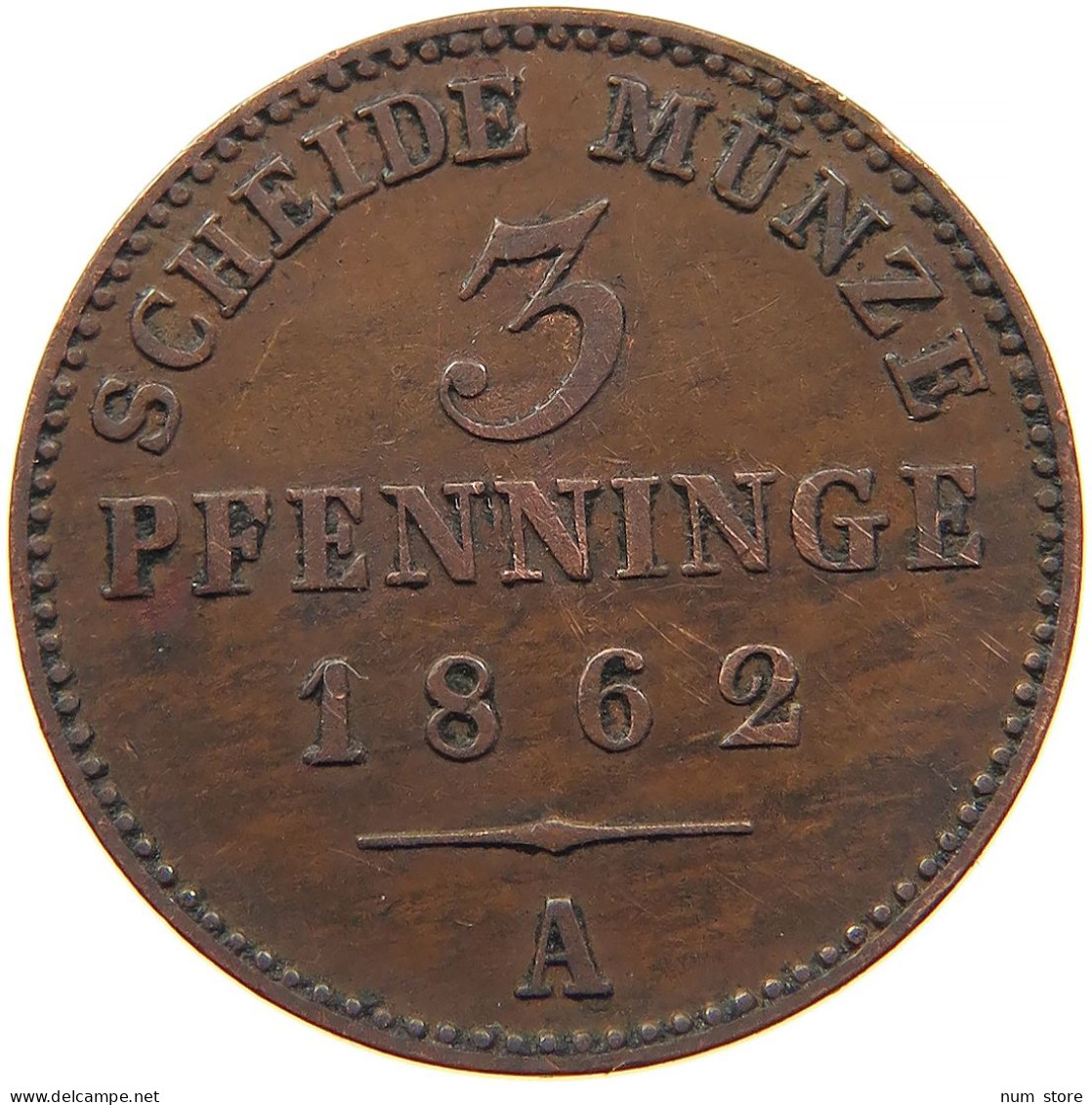 GERMAN STATES 3 PFENNIG 1862 A BRANDENBURG PREUSSEN Wilhelm I. (1861-1888) #s094 0545 - Taler Et Doppeltaler