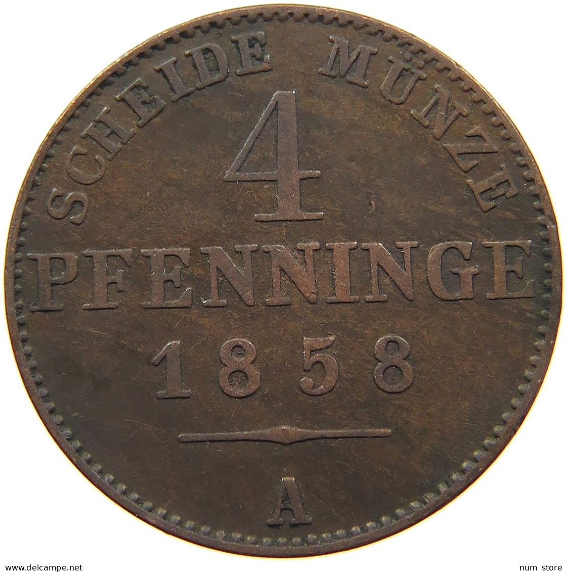 GERMAN STATES 4 PFENNIG 1858 A BRANDENBURG PREUSSEN Friedrich Wilhelm IV. 1840-1861 #s094 0535 - Taler Et Doppeltaler