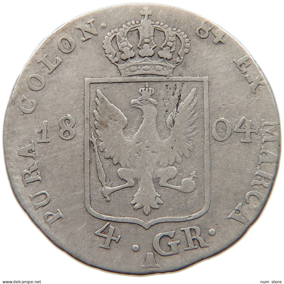 GERMAN STATES 4 GROSCHEN 1804 A BRANDENBURG PREUSSEN Friedrich Wilhelm III. 1797-1840 #s101 0383 - Taler En Doppeltaler