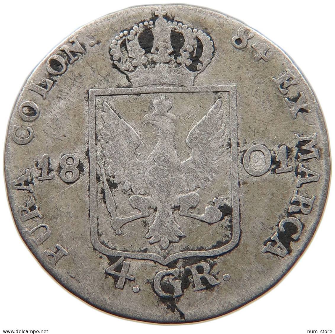 GERMAN STATES 4 GROSCHEN 1801 BRANDENBURG PREUSSEN Friedrich Wilhelm III. (1797-1840) #s094 0143 - Taler Et Doppeltaler