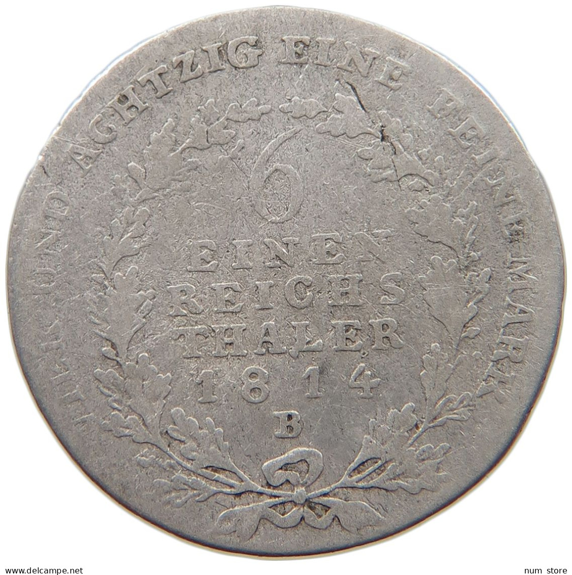 GERMAN STATES 1/6 TALER 1814 B BRANDENBURG PREUSSEN Friedrich Wilhelm III. 1797-1840 #s101 0377 - Taler En Doppeltaler