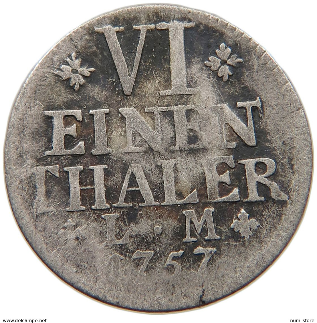 GERMAN STATES 1/6 TALER 1757 BRAUNSCHWEIG WOLFENBÜTTEL Karl I. 1735-1780 #s094 0141 - Taler & Doppeltaler