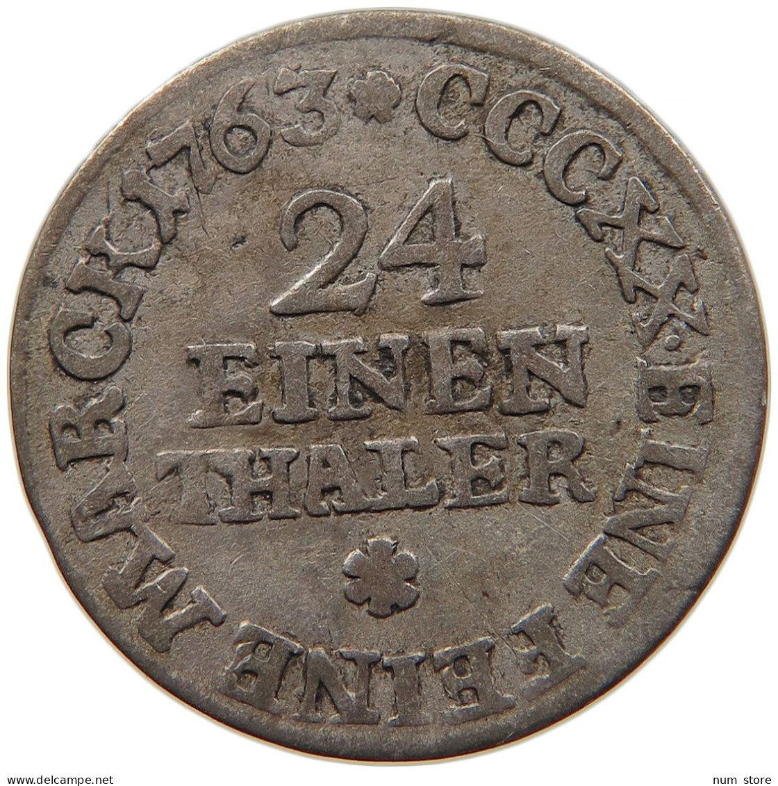 GERMAN STATES 1/24 TALER 1763 SACHSEN ALBERTINISCHE LINIE Kurfürst Friedrich August II. (1733-1763) #s094 0361 - Taler & Doppeltaler