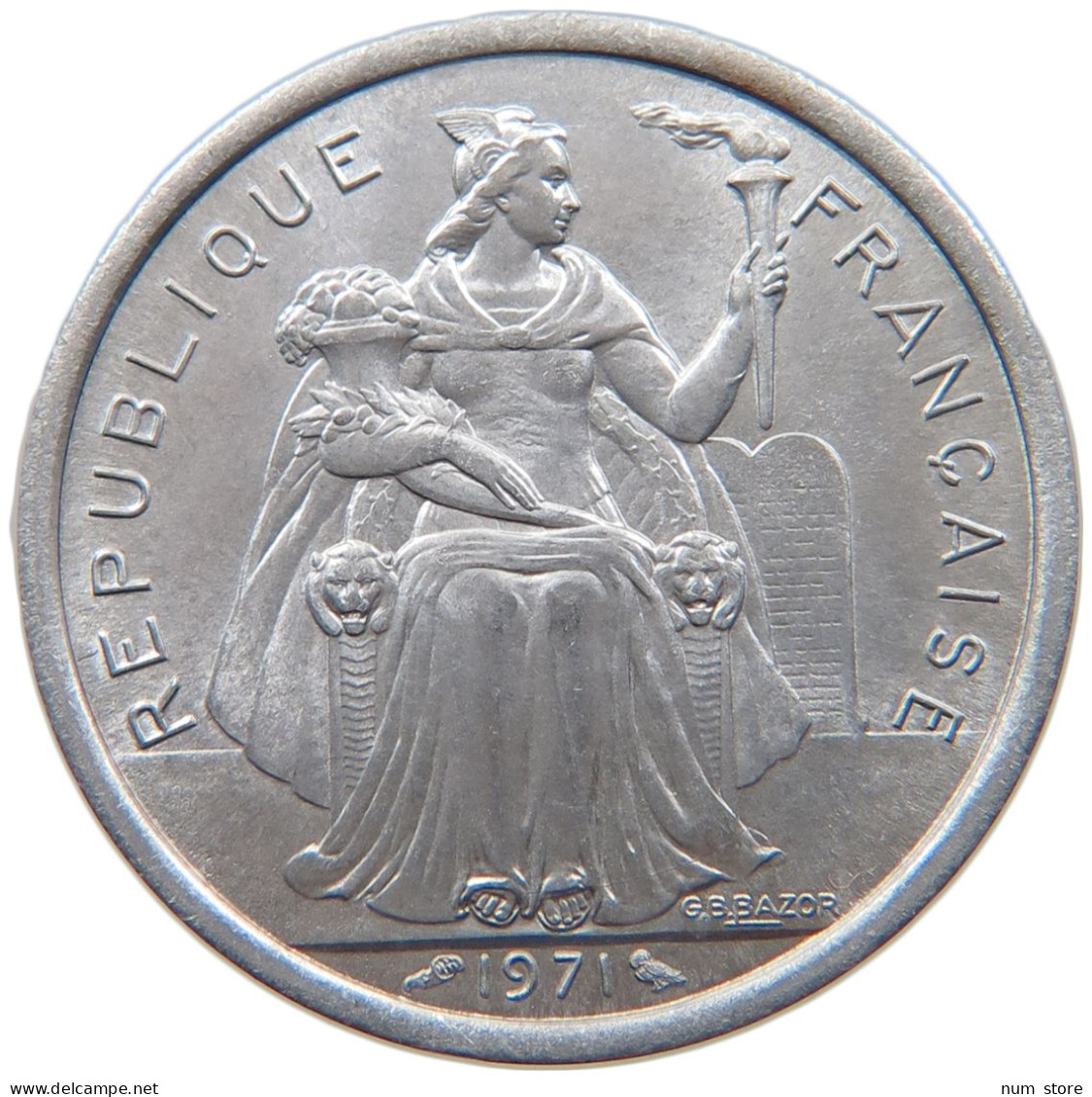 FRENCH NEW CALEDONIA 2 FRANCS 1971 #s090 0057 - Nouvelle-Calédonie