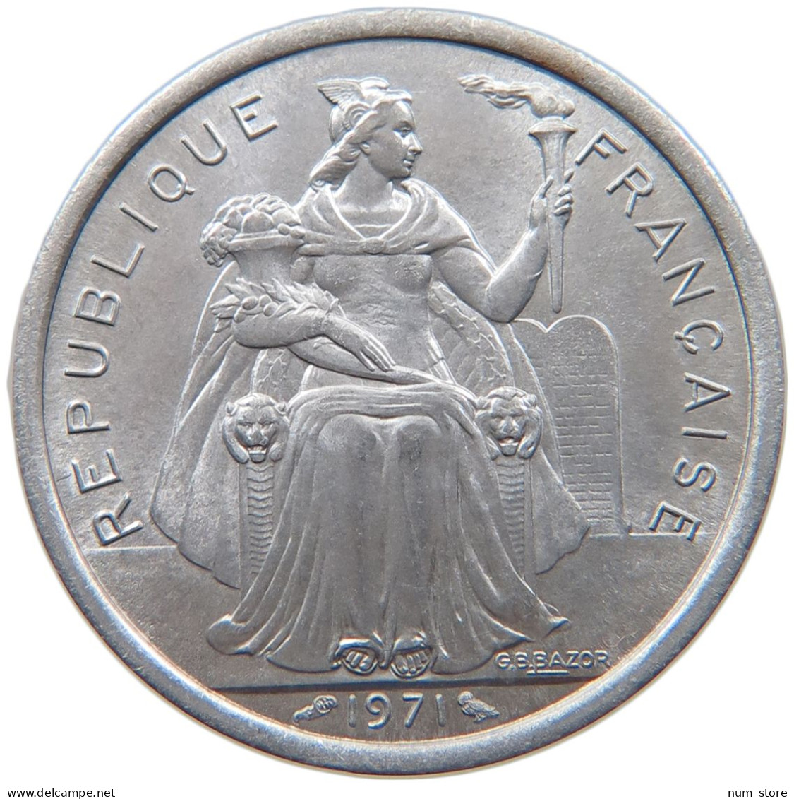 FRENCH NEW CALEDONIA 2 FRANCS 1971 #s090 0057 - Nieuw-Caledonië