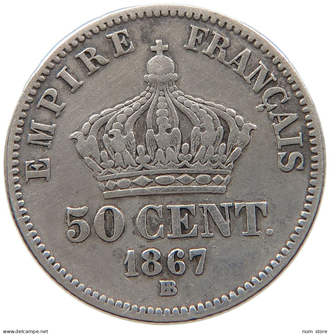 FRANCE 50 CENTIMES 1867 BB #s101 0057 - 50 Centimes