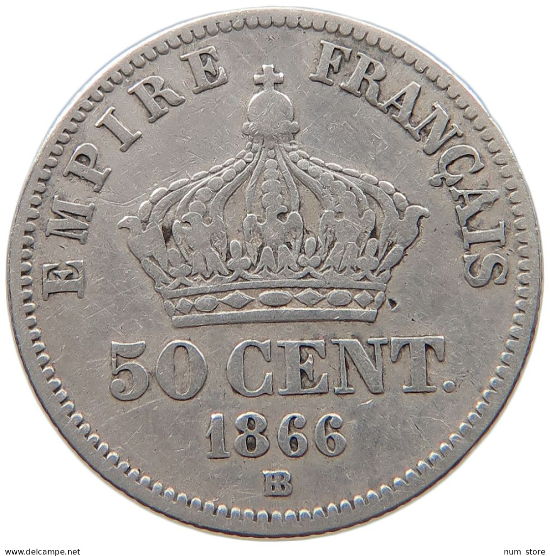 FRANCE 50 CENTIMES 1866 BB #s101 0059 - 50 Centimes