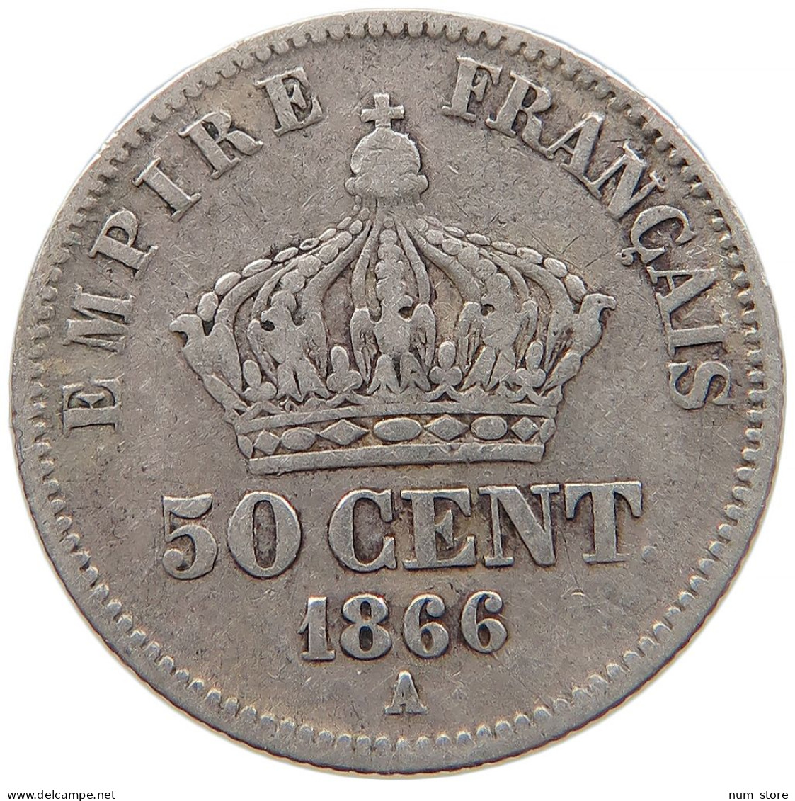 FRANCE 50 CENTIMES 1866 A #s091 0189 - 50 Centimes