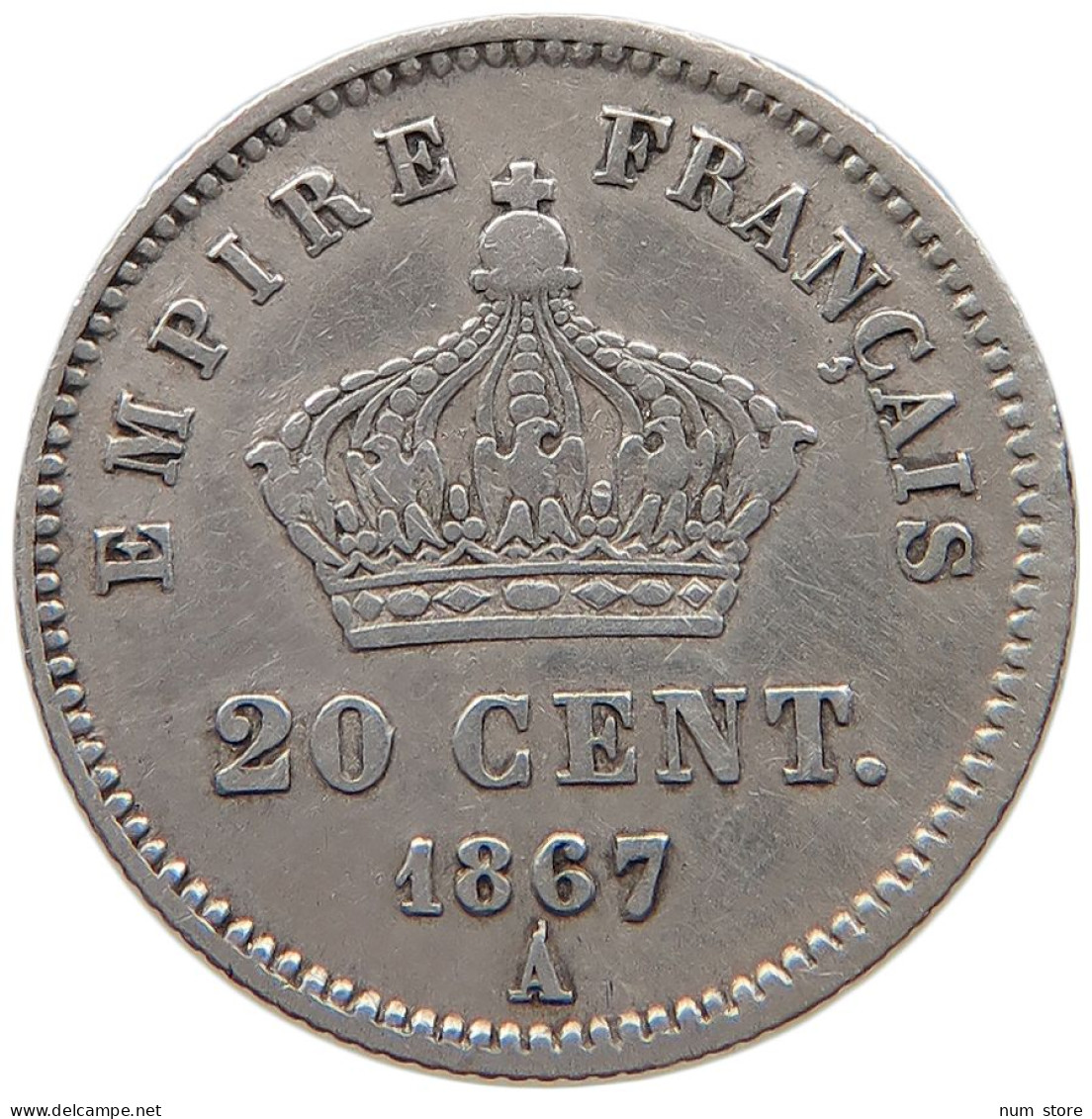 FRANCE 20 CENTIMES 1867 A #s100 0711 - 20 Centimes