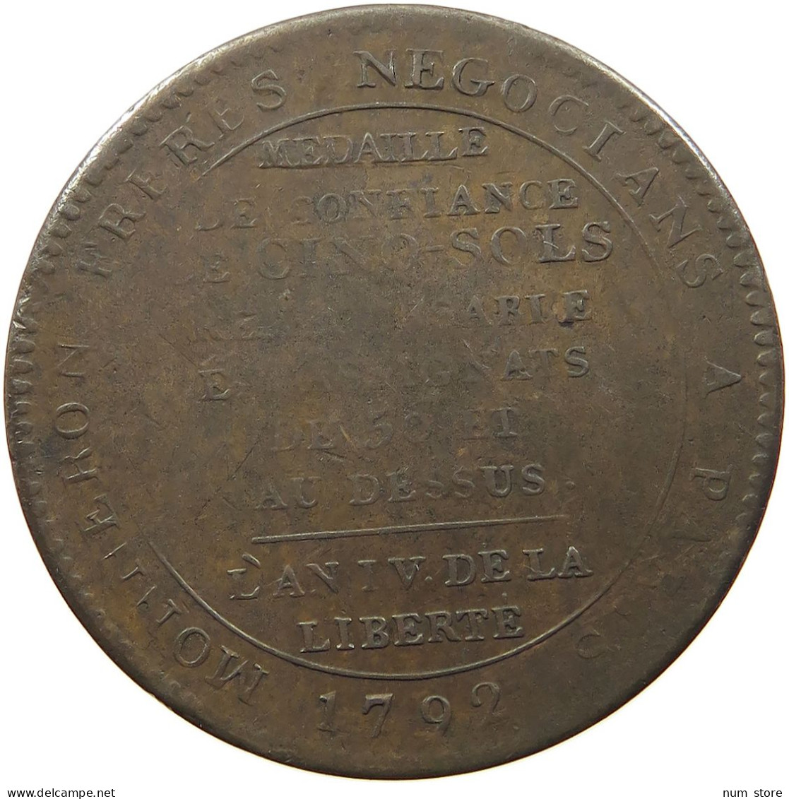 FRANCE 5 SOLS MONNERON 1792 #sm12 0257 - 1791-1792 Franse Grondwet