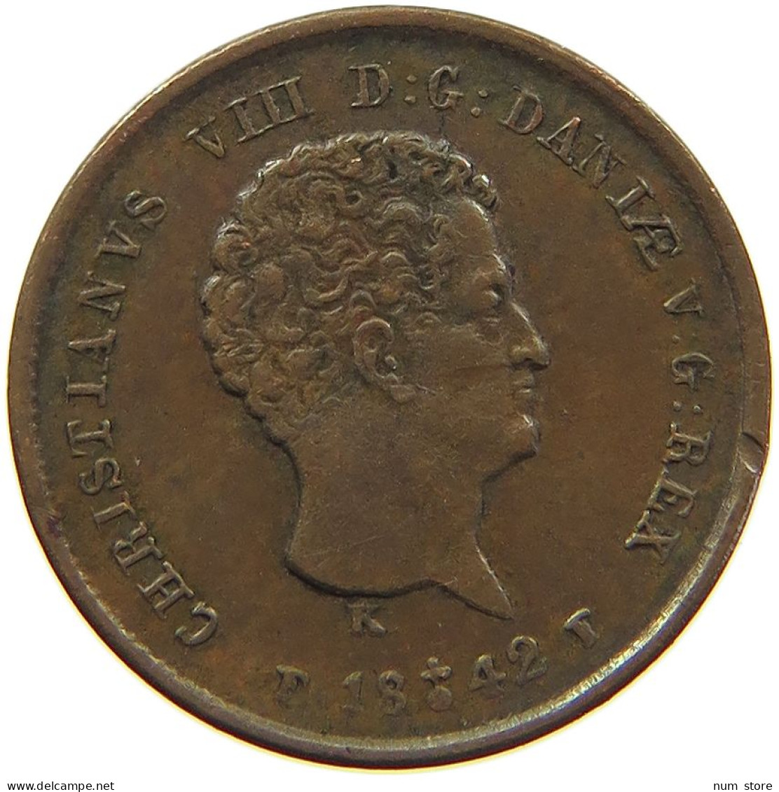 DENMARK 1/2 RIGSBANKSKILLING 1842 Christian VIII. (1839-1848) #s096 0003 - Danemark