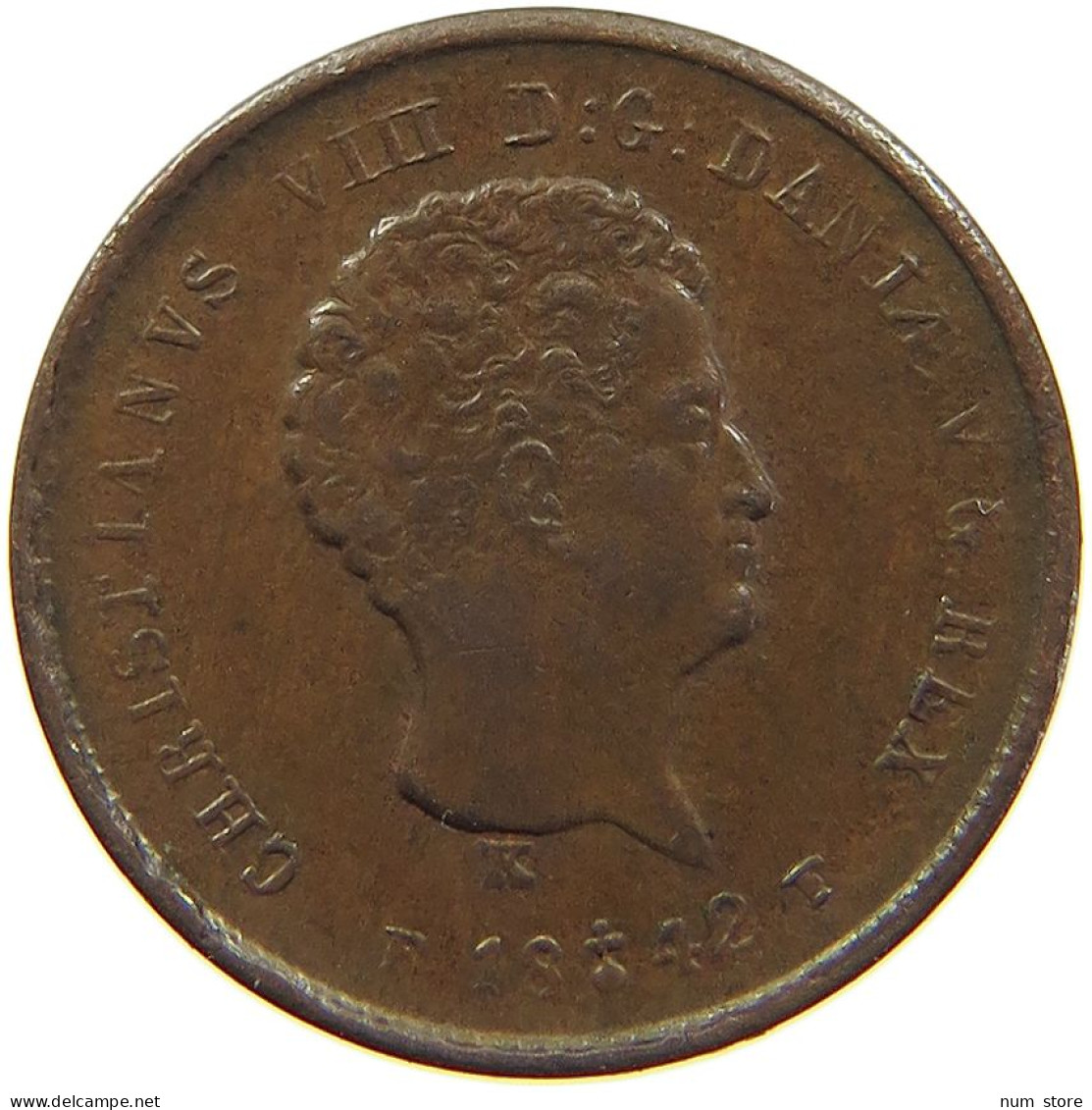 DENMARK 1/2 RIGSBANKSKILLING 1842 Christian VIII. (1839-1848) #s096 0005 - Danemark