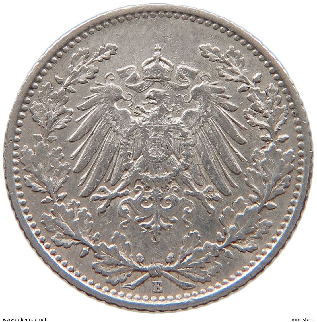 GERMANY EMPIRE 1/2 MARK 1916 E #s101 0161 - 1/2 Mark