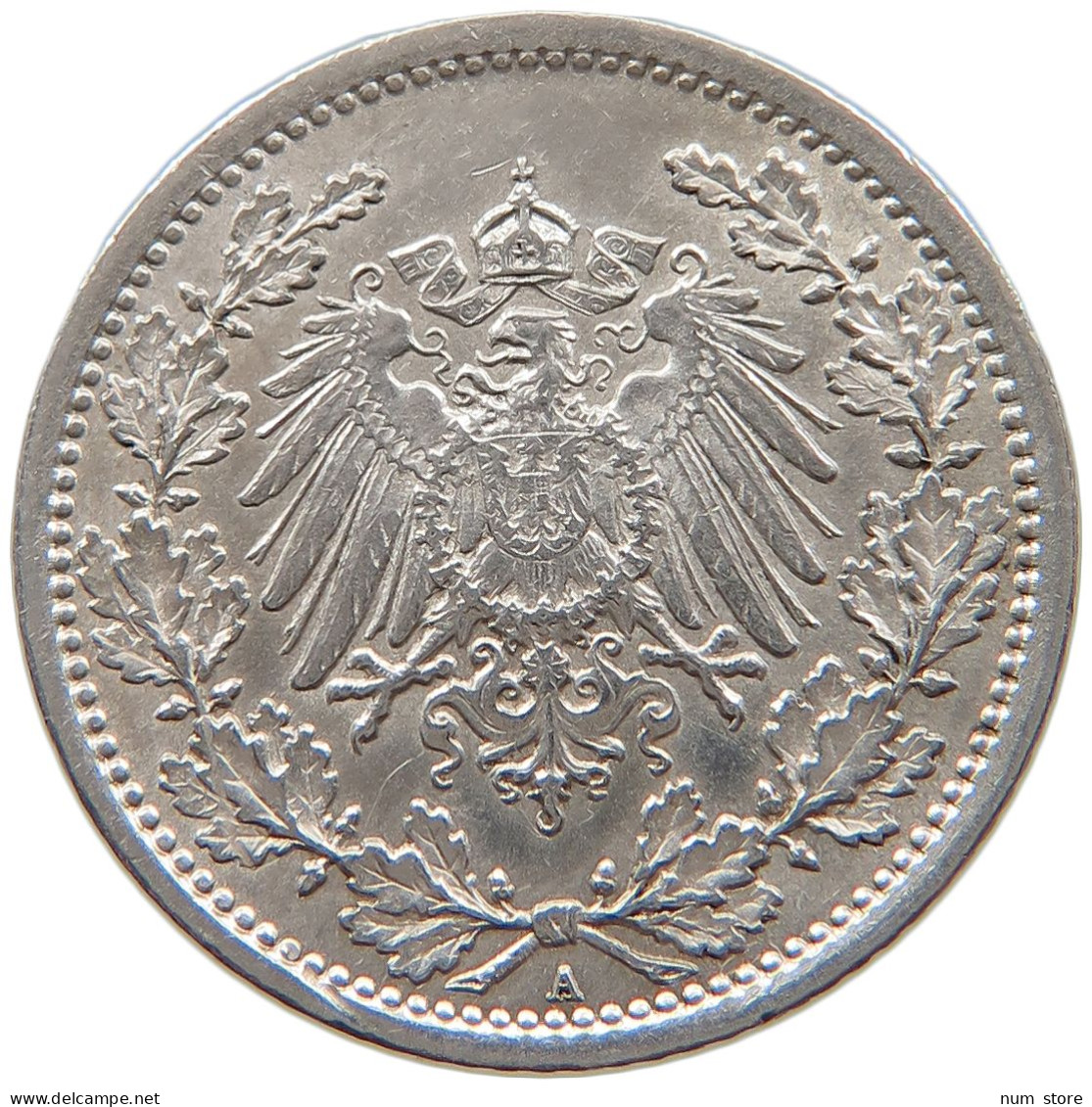 GERMANY EMPIRE 1/2 MARK 1916 A #s101 0159 - 1/2 Mark