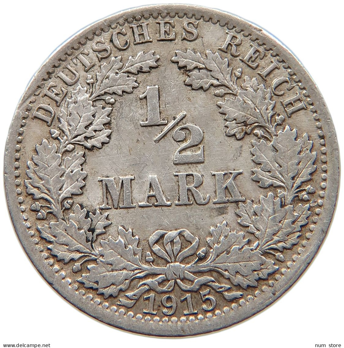 GERMANY EMPIRE 1/2 MARK 1915 A #s094 0311 - 1/2 Mark