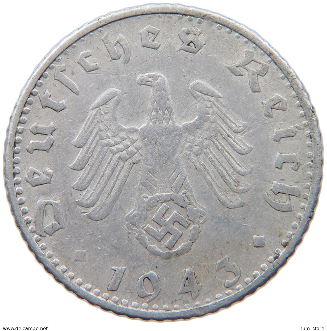 GERMANY 50 REICHSPFENNIG 1943 D #s089 0501 - 50 Reichspfennig
