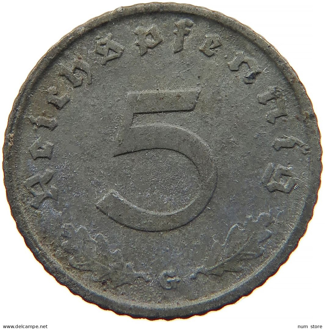 GERMANY 5 REICHSPFENNIG 1943 G #s091 0829 - 5 Reichspfennig