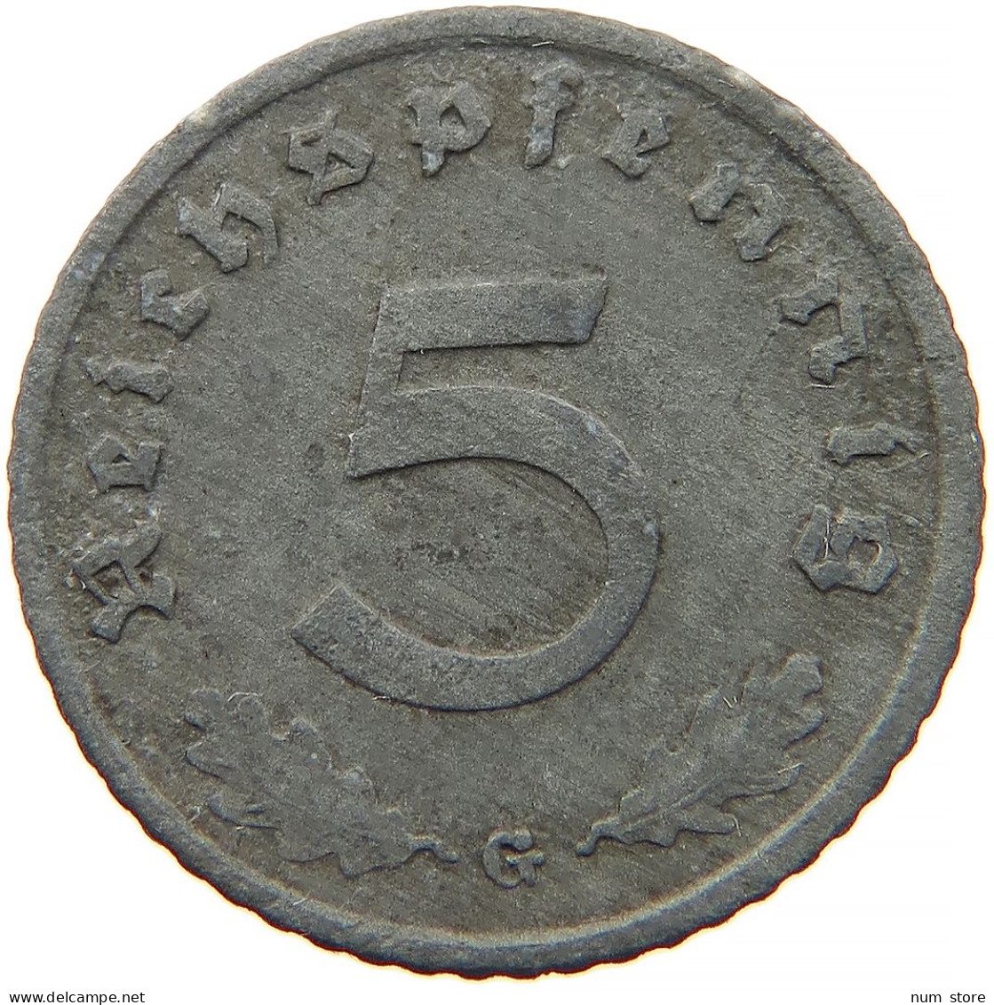 GERMANY 5 REICHSPFENNIG 1943 G #s091 0867 - 5 Reichspfennig