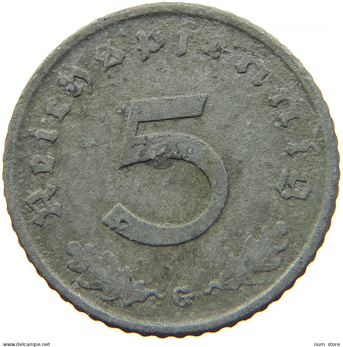 GERMANY 5 REICHSPFENNIG 1943 G #s091 0813 - 5 Reichspfennig
