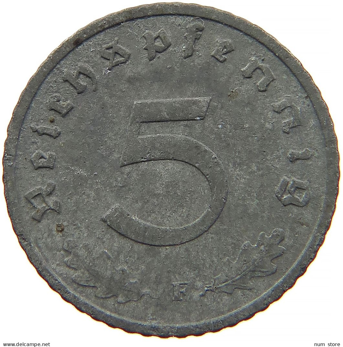 GERMANY 5 REICHSPFENNIG 1943 F #s091 0837 - 5 Reichspfennig