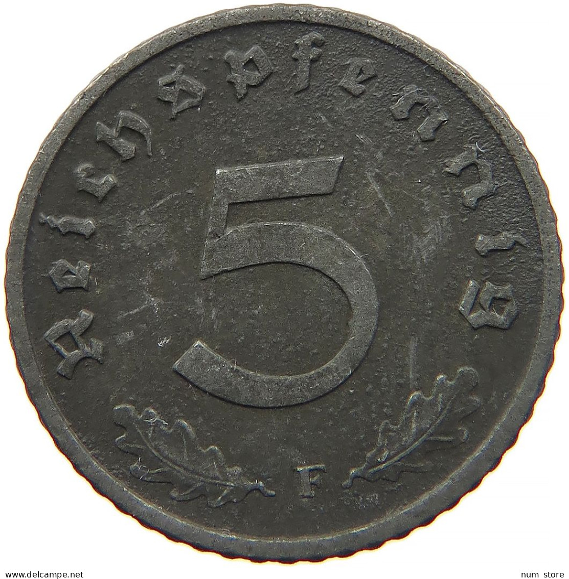 GERMANY 5 REICHSPFENNIG 1943 F #s091 0835 - 5 Reichspfennig