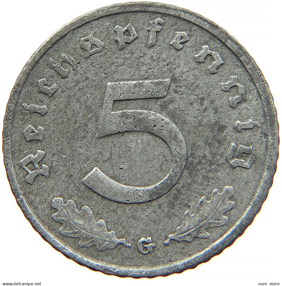 GERMANY 5 REICHSPFENNIG 1942 G #s091 0921 - 5 Reichspfennig