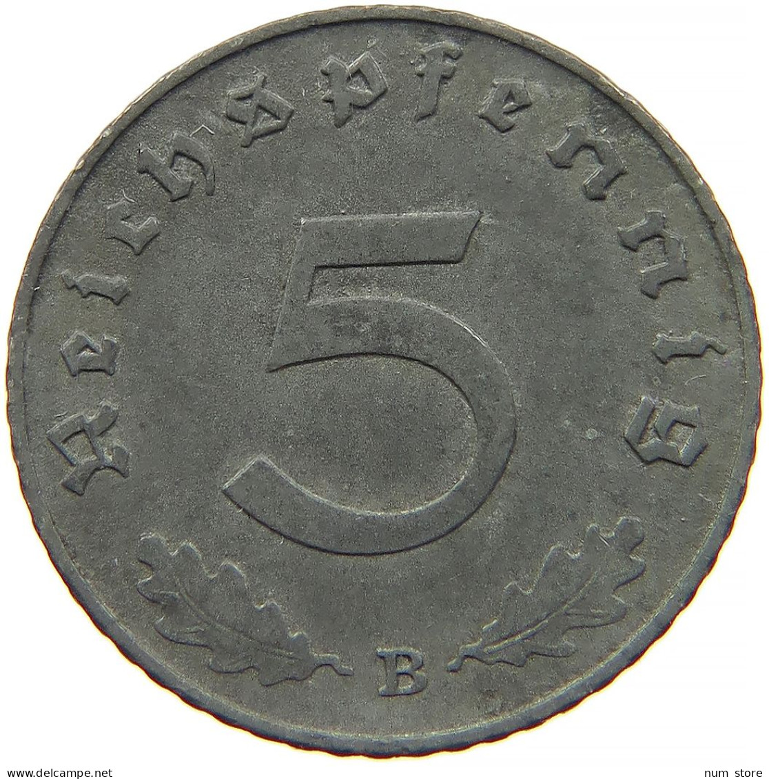 GERMANY 5 REICHSPFENNIG 1941 B #s091 0933 - 5 Reichspfennig