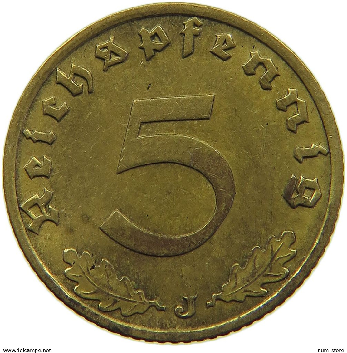 GERMANY 5 REICHSPFENNIG 1939 J #s091 0629 - 5 Reichspfennig