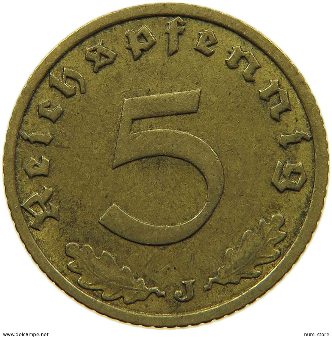 GERMANY 5 REICHSPFENNIG 1938 J #s091 0763 - 5 Reichspfennig