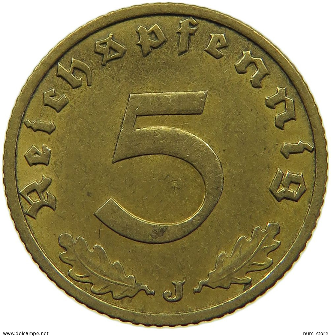 GERMANY 5 REICHSPFENNIG 1938 J #s091 0645 - 5 Reichspfennig