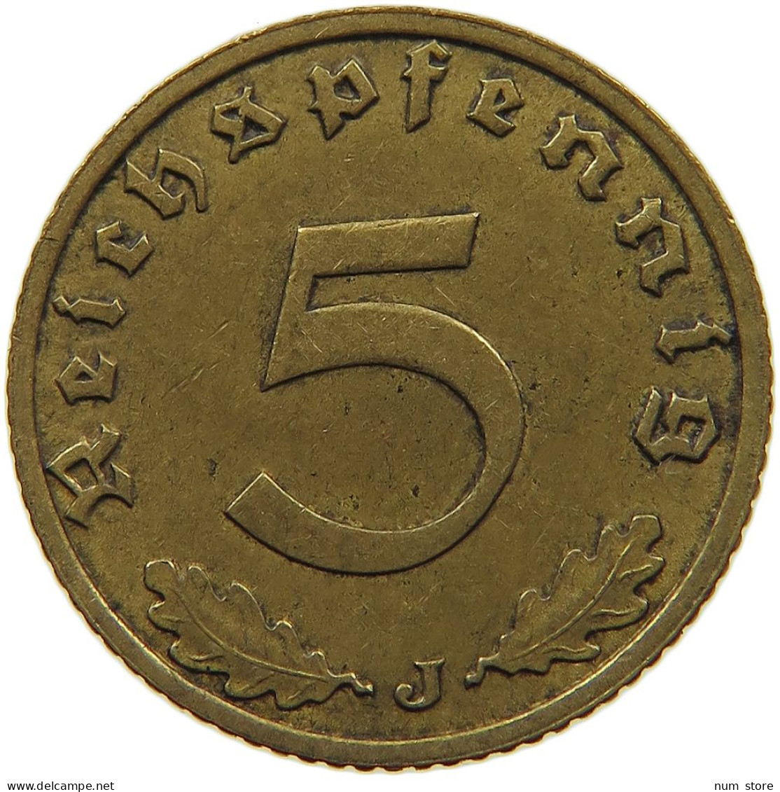 GERMANY 5 REICHSPFENNIG 1938 J #s091 0605 - 5 Reichspfennig