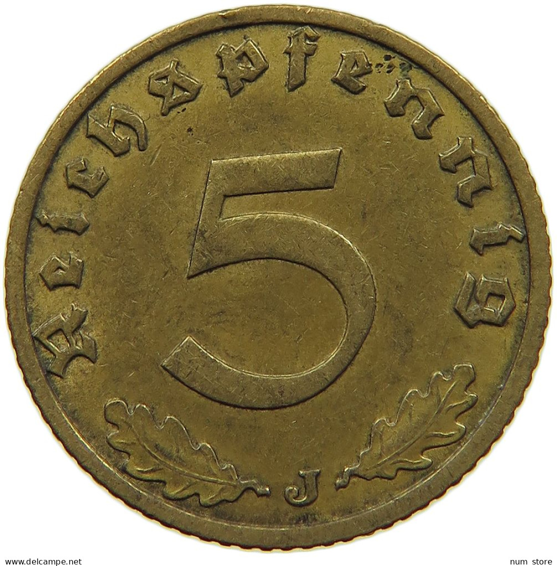 GERMANY 5 REICHSPFENNIG 1938 J #s091 0589 - 5 Reichspfennig