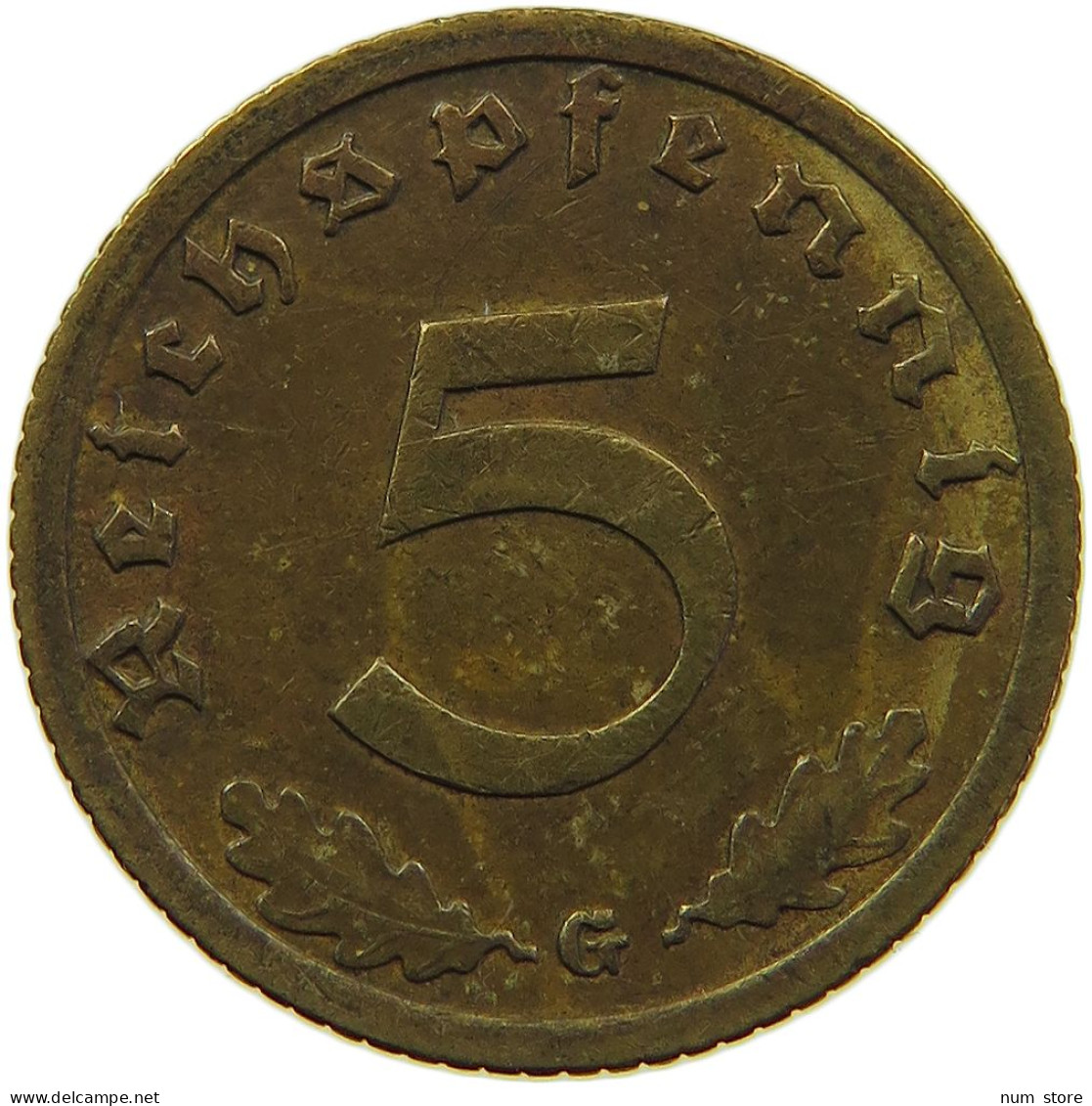 GERMANY 5 REICHSPFENNIG 1938 G #s091 0627 - 5 Reichspfennig