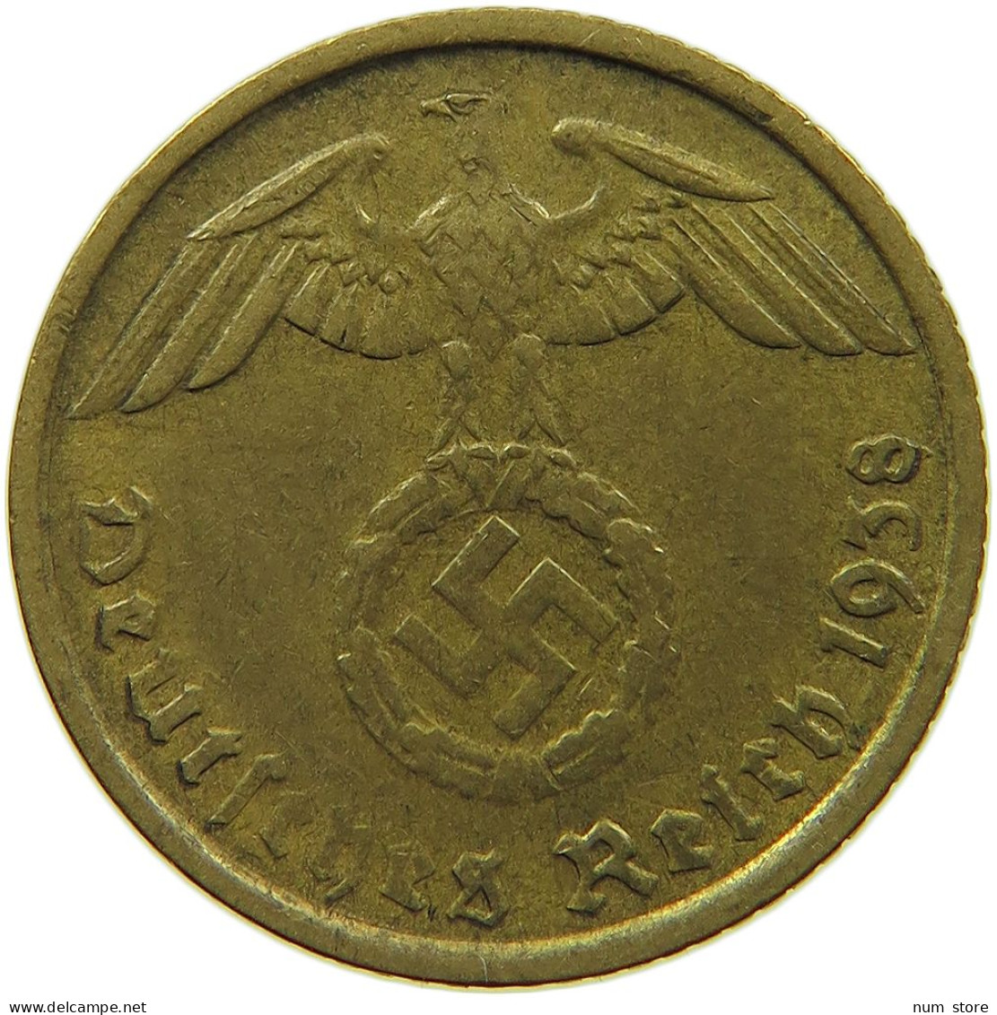 GERMANY 5 REICHSPFENNIG 1938 G #s091 0801 - 5 Reichspfennig