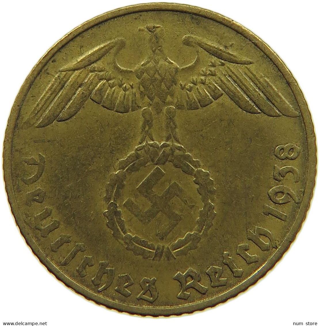 GERMANY 5 REICHSPFENNIG 1938 E #s091 0703 - 5 Reichspfennig