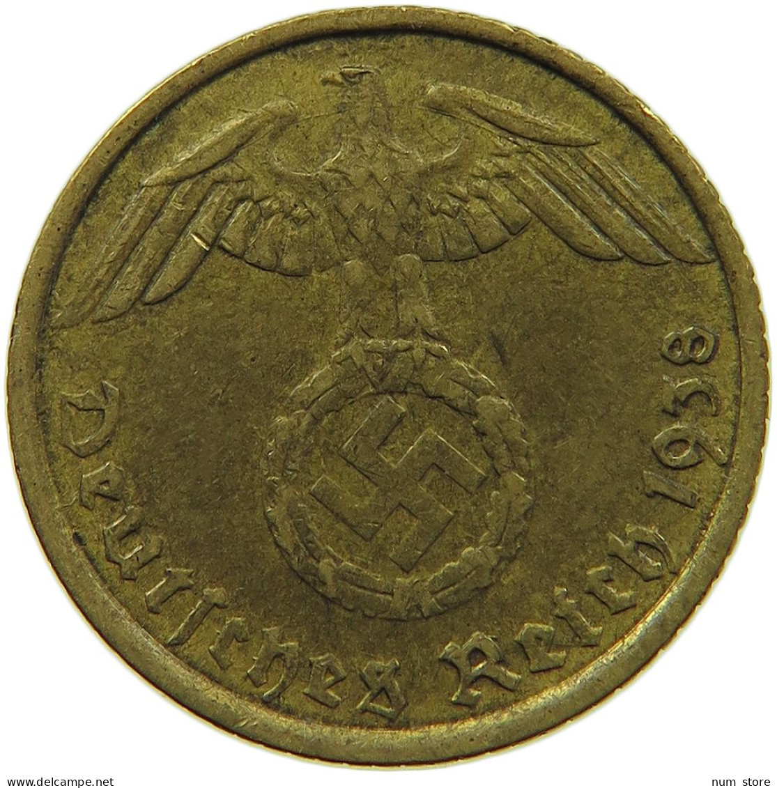 GERMANY 5 REICHSPFENNIG 1938 G #s091 0673 - 5 Reichspfennig