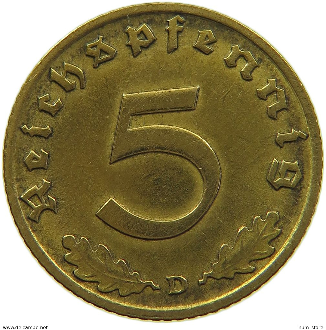 GERMANY 5 REICHSPFENNIG 1938 D #s091 0723 - 5 Reichspfennig