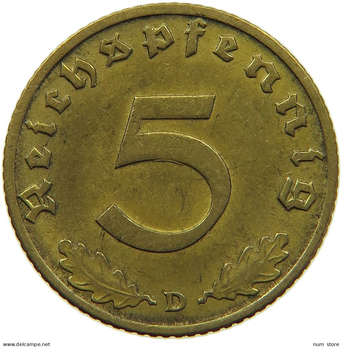 GERMANY 5 REICHSPFENNIG 1938 D #s091 0697 - 5 Reichspfennig