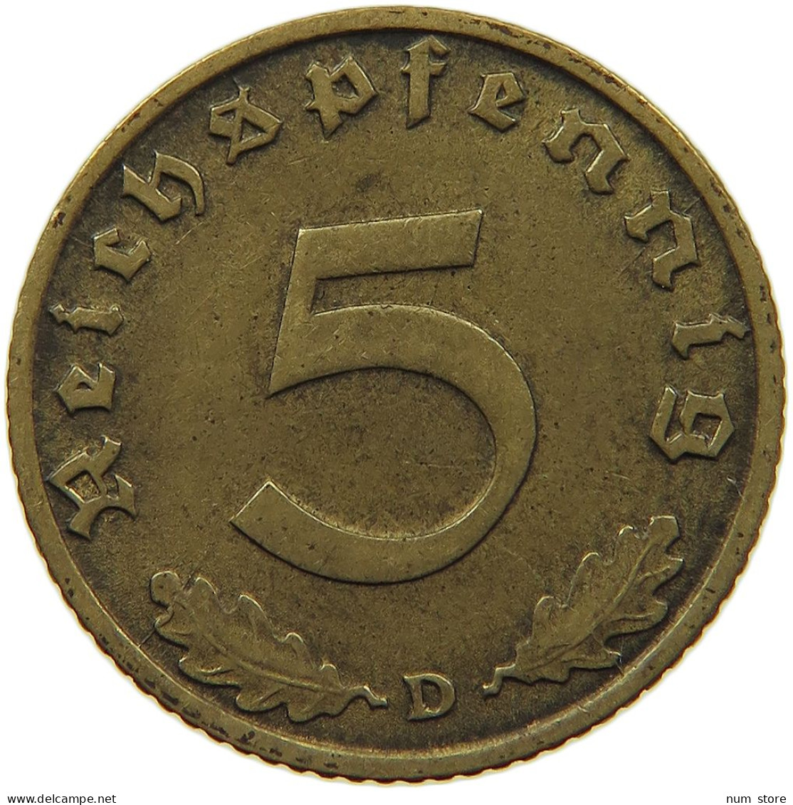 GERMANY 5 REICHSPFENNIG 1938 B DIE BREAK #s091 0587 - 5 Reichspfennig