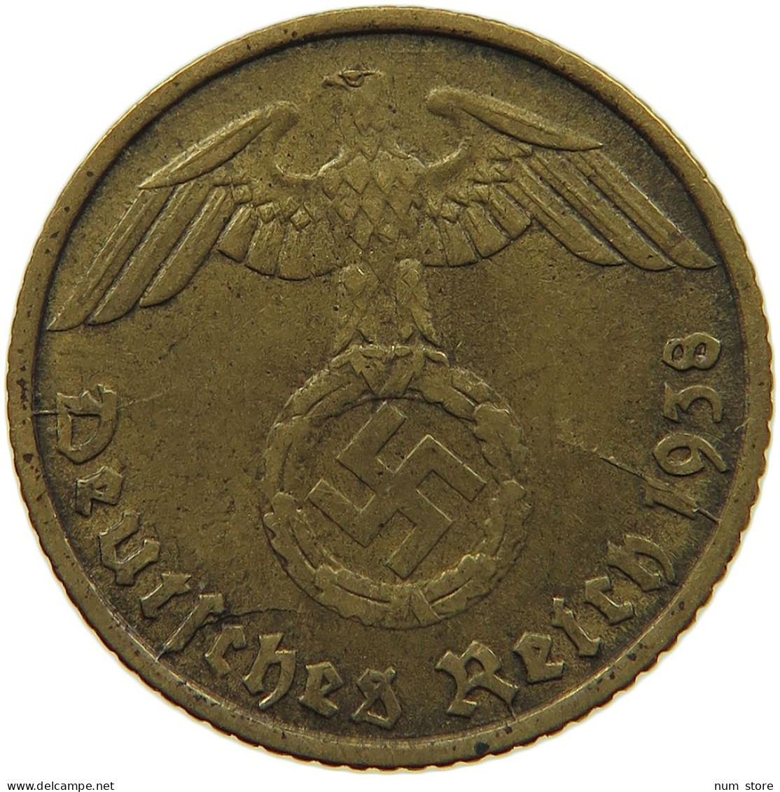 GERMANY 5 REICHSPFENNIG 1938 B DIE BREAK #s091 0587 - 5 Reichspfennig