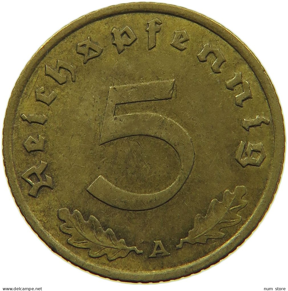 GERMANY 5 REICHSPFENNIG 1938 A WEAK STRUCK DATE #s091 0649 - 5 Reichspfennig