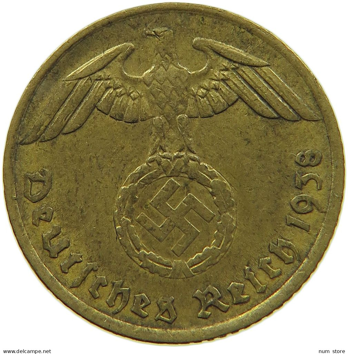 GERMANY 5 REICHSPFENNIG 1938 A ERROR MINT MARK #s091 0651 - 5 Reichspfennig